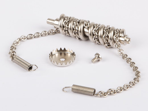Wilesco - Schnecke mit Kette und Zahnkranz, lang, (nickel) mit Zugfeder - D310, D368